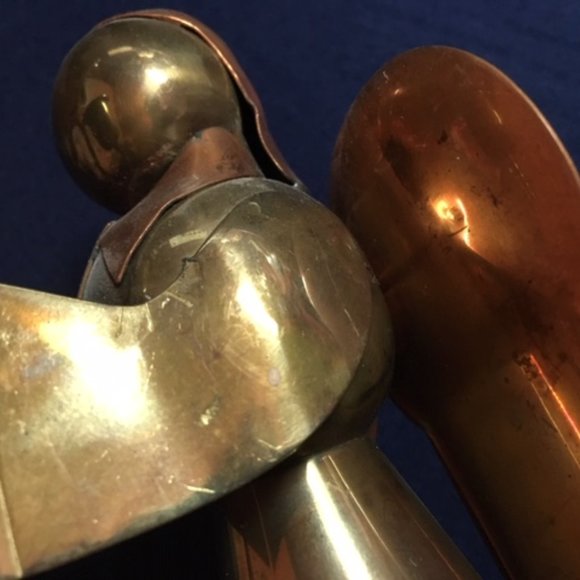 Brass Copper Angel Single Candle Holder Christmas 6" Vintage - Picture 11 of 14